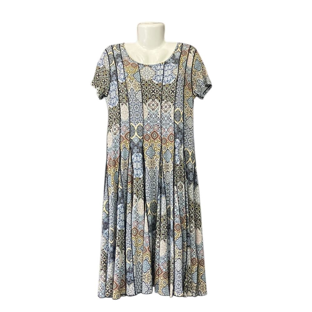 Christopher & Banks Women's Multicolor Stretch Fit/ Flare Midi Dress Casual SZ M